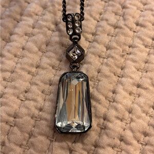 Givenchy Crystal gun Metal chain Pendant Necklace